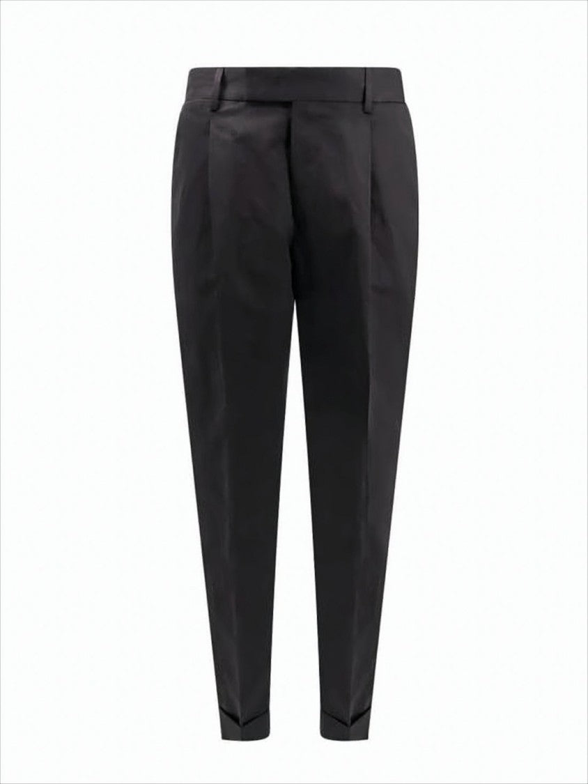 Pt Torino Tailored Black Suit Pants With Cropped Length And Feather Charm