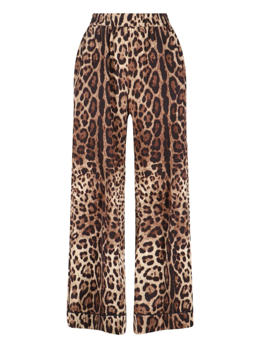 Dolce & Gabbana Multicolor Animal Print Silk Wide-Leg Pants
