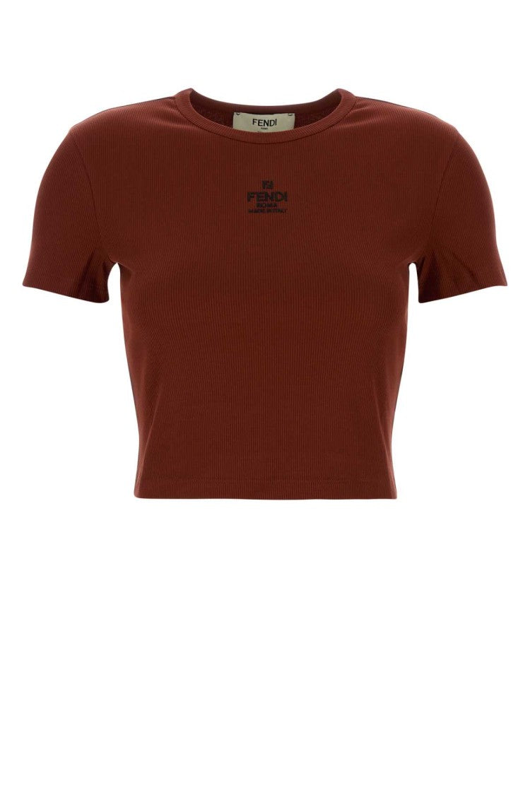 Fendi Brick Stretch Cotton T-Shirt