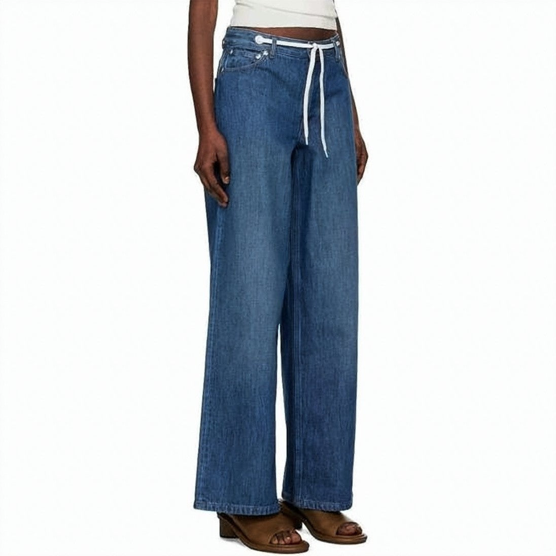 A.P.C. Wide-Leg Denim Pants With High Waist And Drawstring Detail