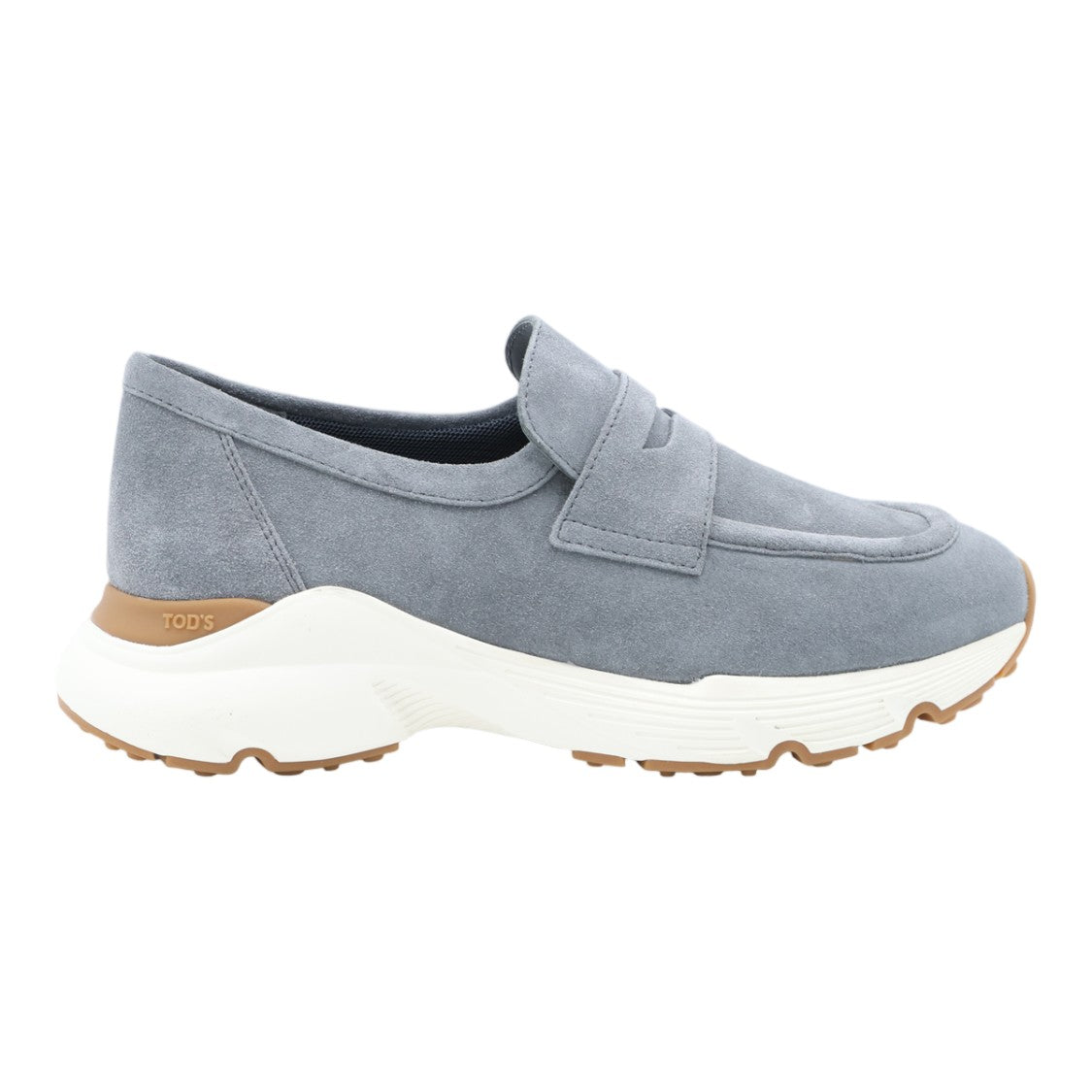 Tod's Loafer-Inspired Grey Suede Flats With Textured Sole