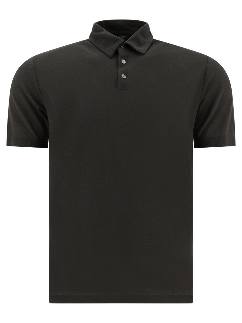 Zanone Refined Black Polo Shirt In Cotton-Blend Fabric