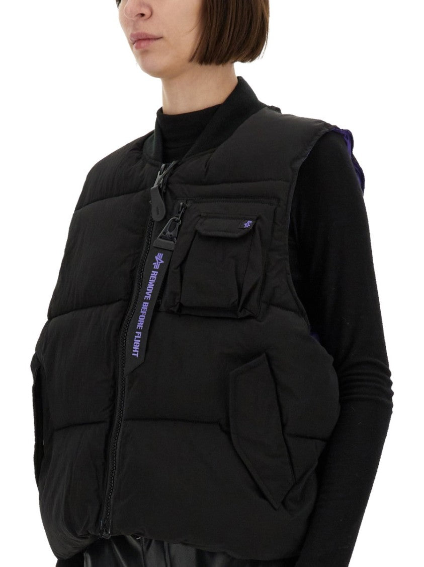 Alpha Industries Puffy Sleeveless Vest With High Collar