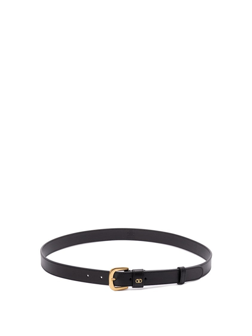 Valentino Garavani Smooth Black Calf Leather Belt