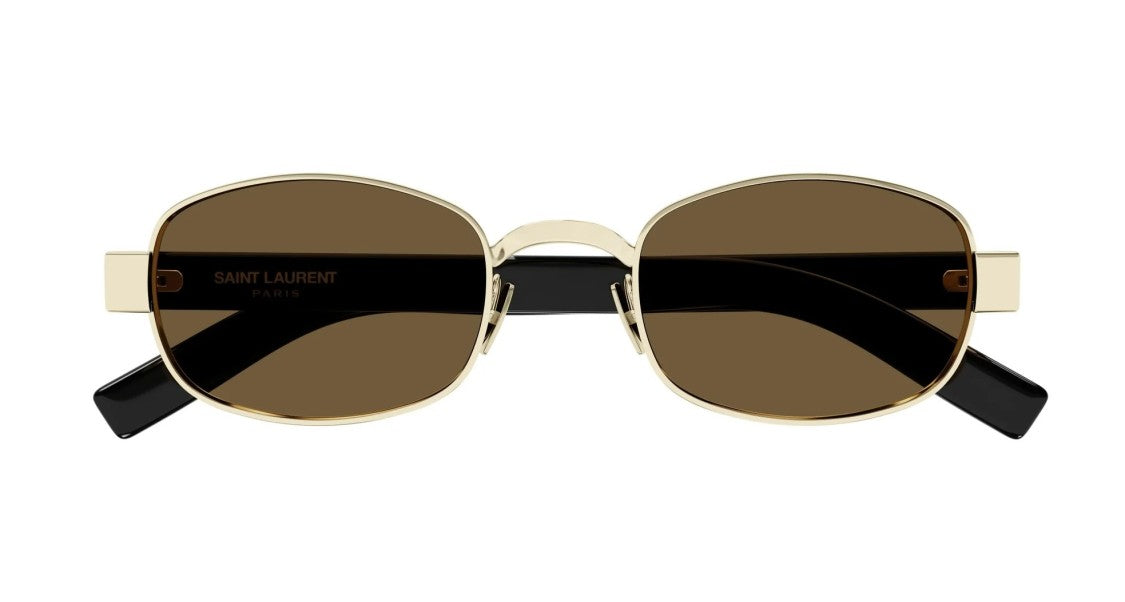 Saint Laurent Gold Rounded Square Metal Sunglasses
