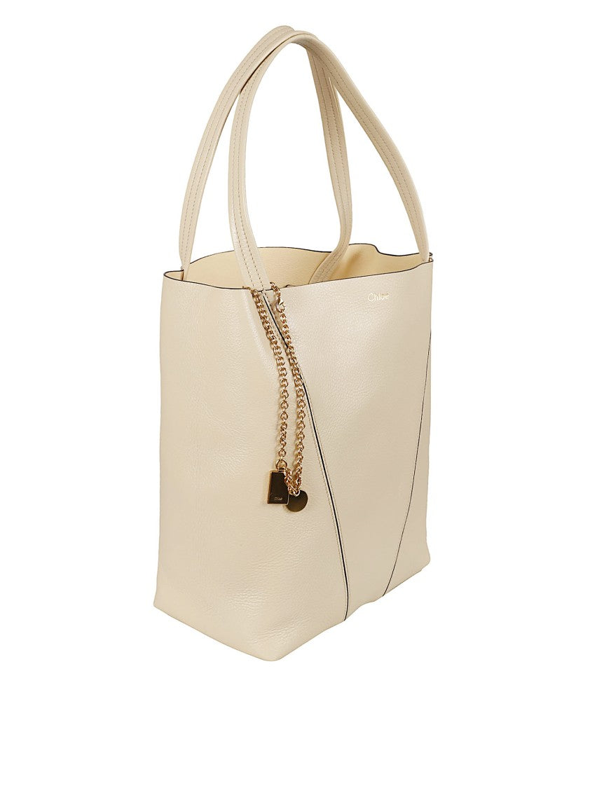 Chloé Shiny Grained Cowhide Spin Tote Bag