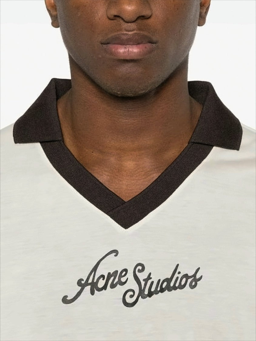 Acne Studios Short-Sleeve Polo Shirt With Graphic Prints And Contrasting Trim