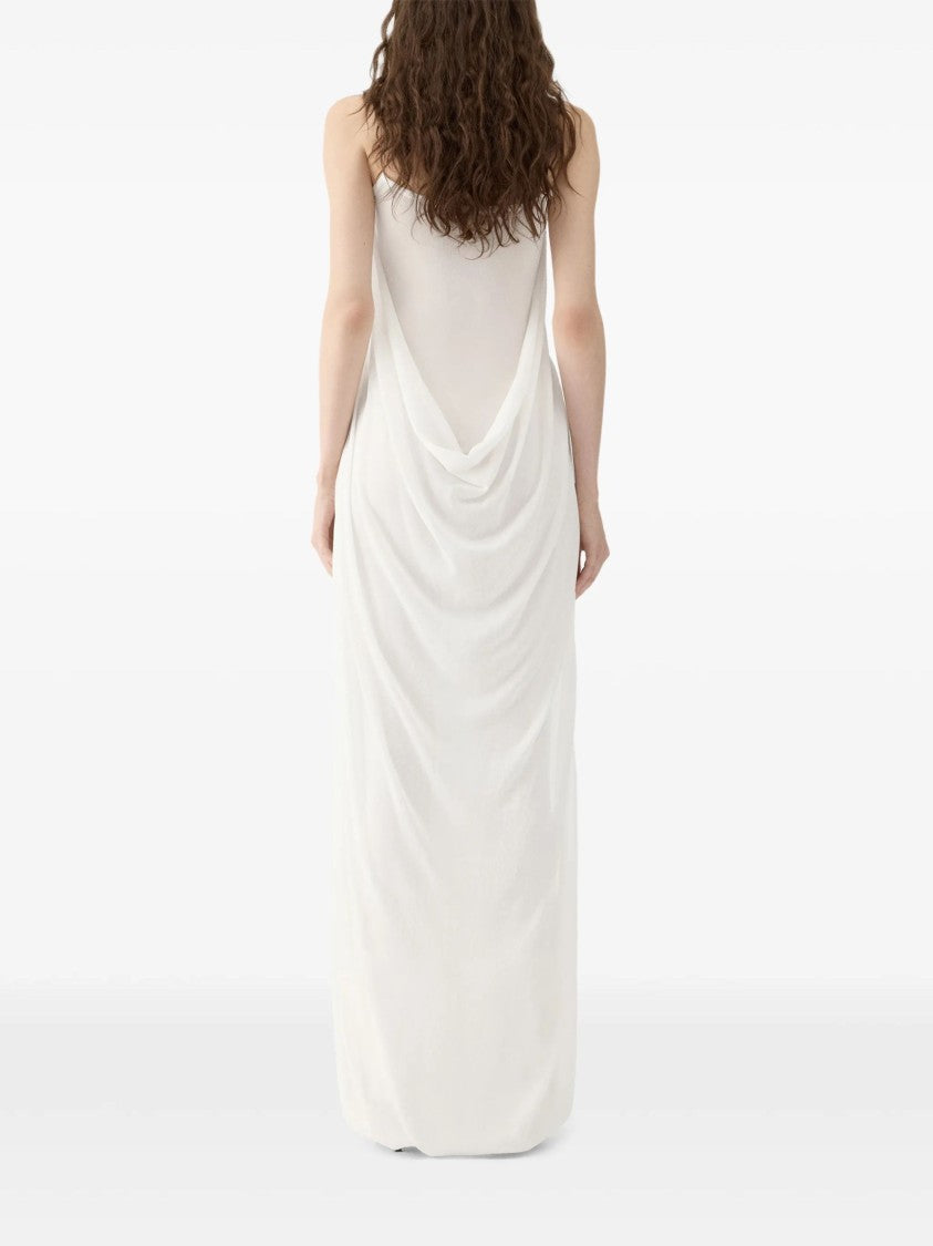 Jacquemus White Sheer Polka Dot Viscose Maxi Dress