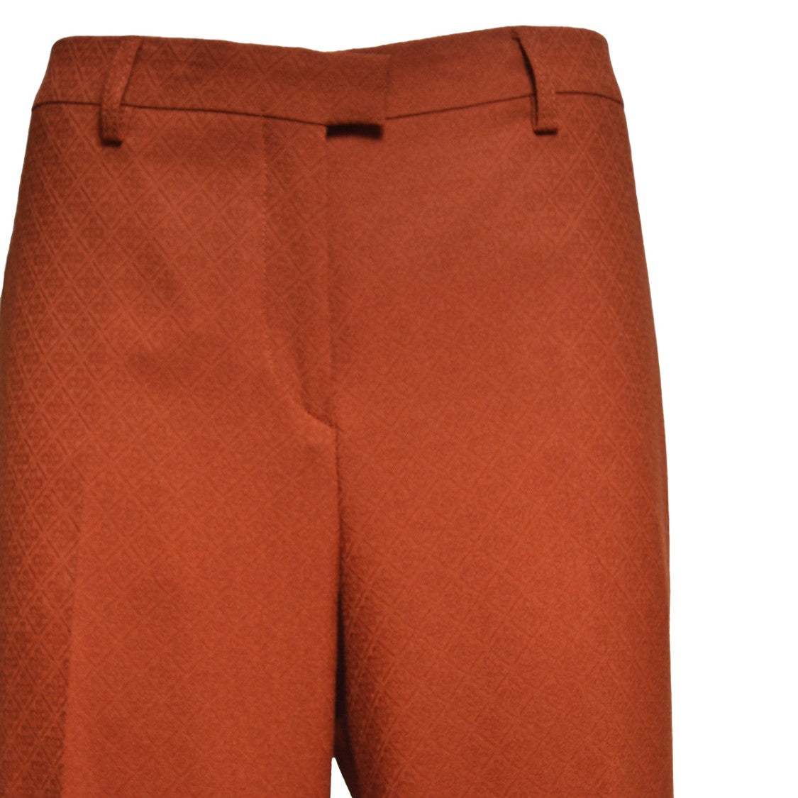 Etro Brick Virgin Wool Straight Pants With Jacquard Pattern