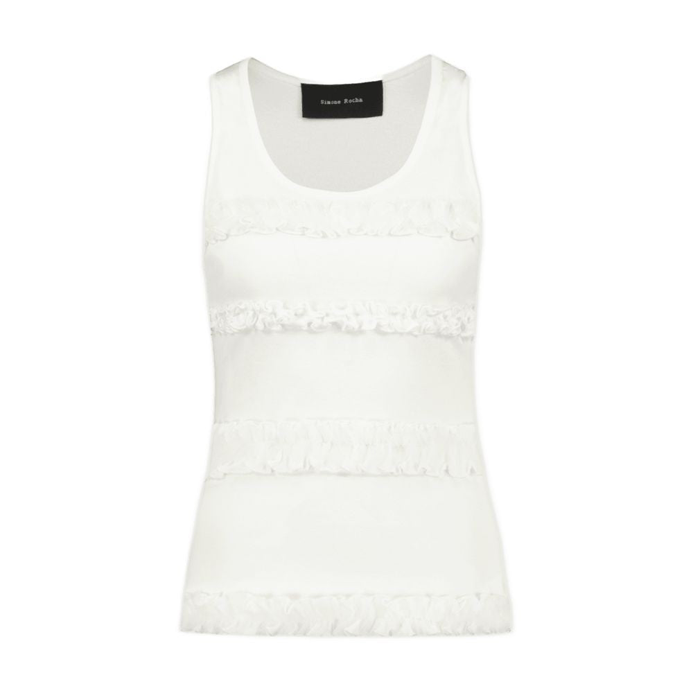 Simone Rocha Fitted Ruffle Frill T-Shirt - Cotton - White