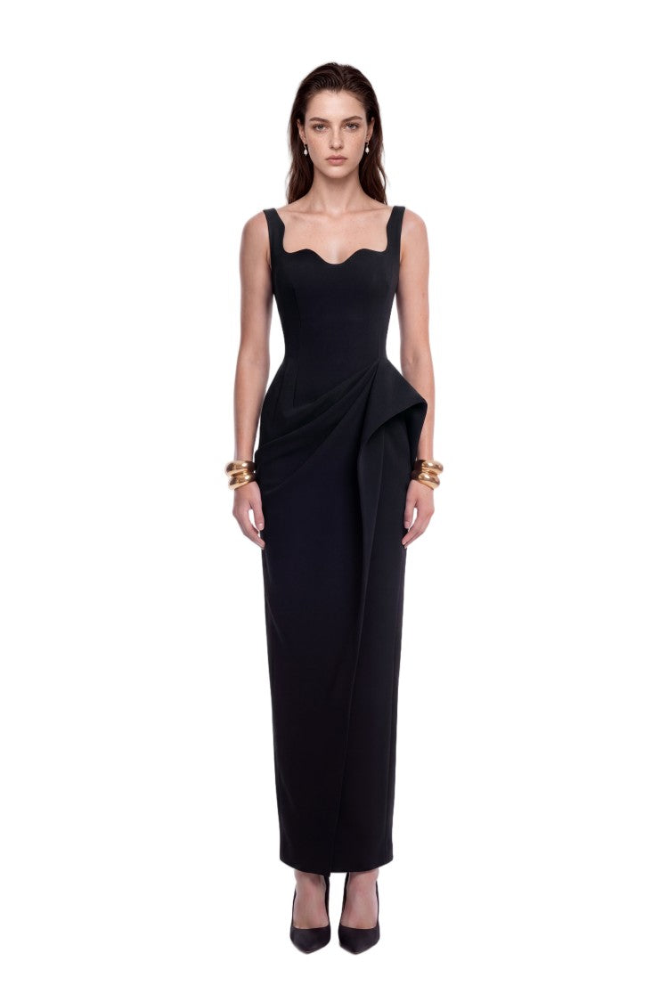 Saiid Kobeisy Asymmetric Draped Dress With Sculpted Sweetheart Neckline