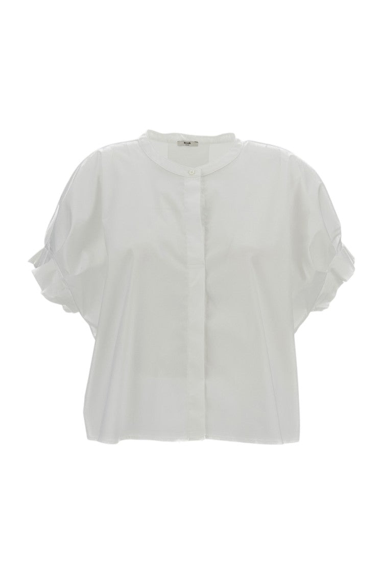 M.S.M. Milano Wide Silhouette Cotton-Blend Blouse With Kimono Shoulders