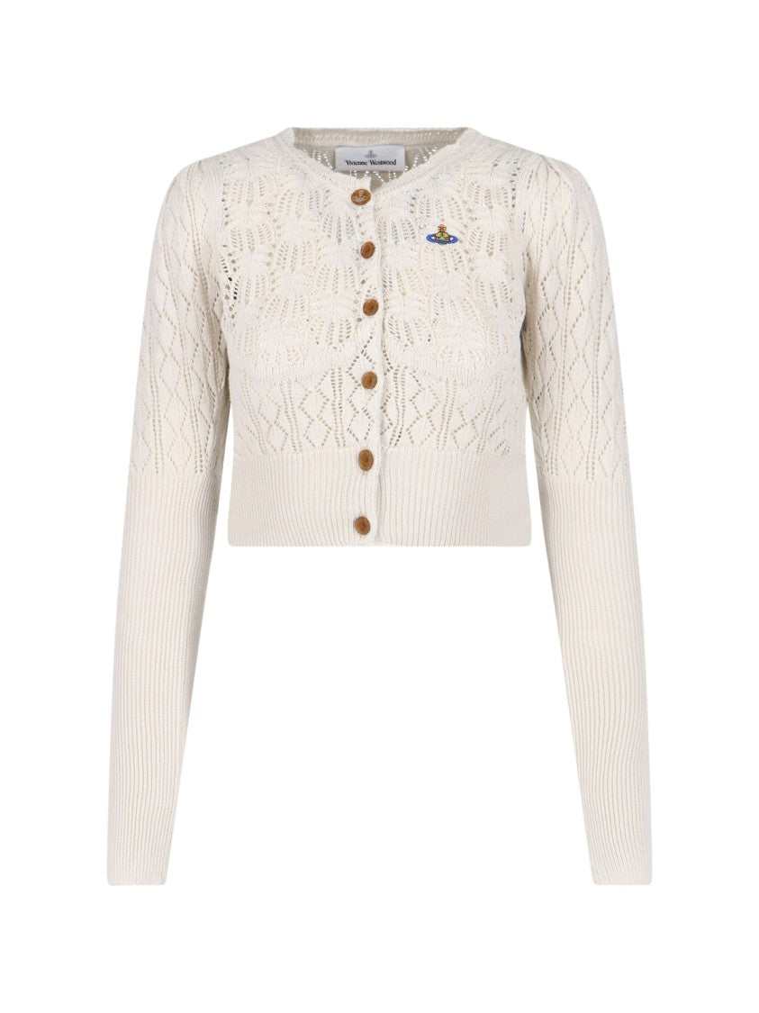 Vivienne Westwood Cream Ella Pointelle Knit Cotton Cardigan