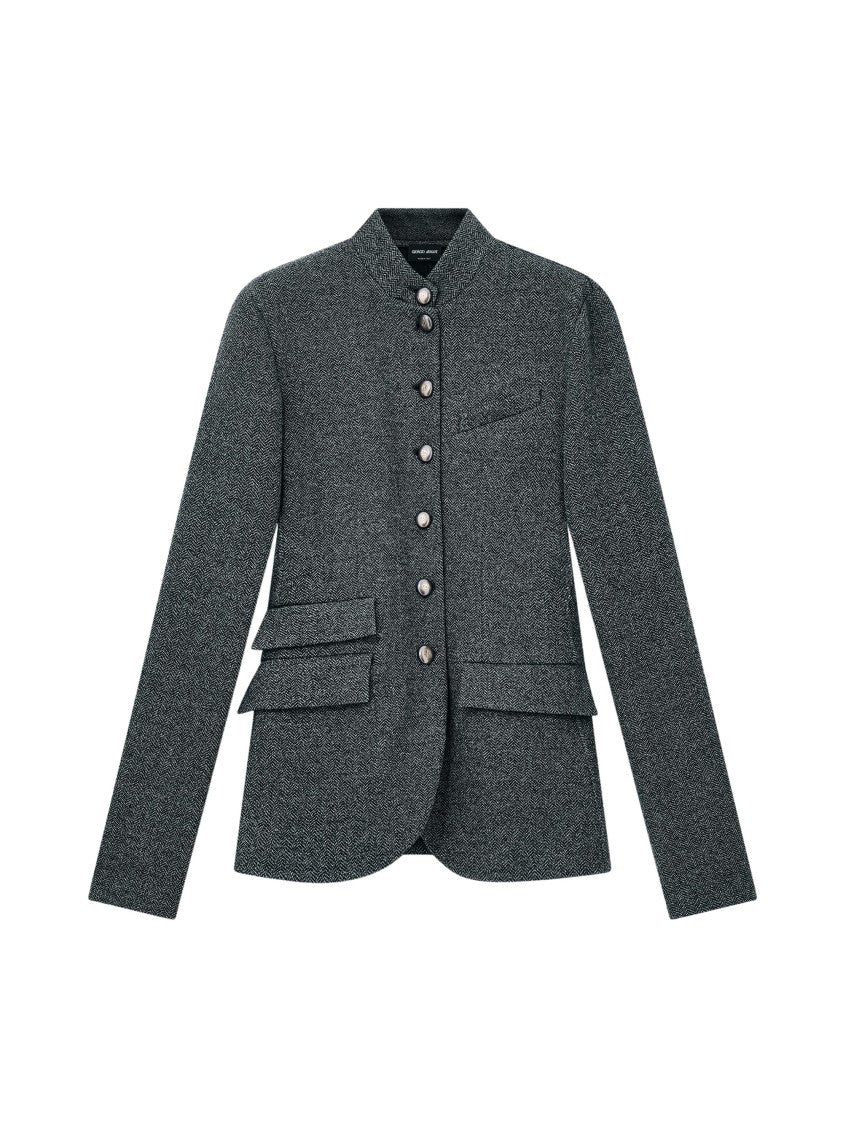 Giorgio Armani Slim-Fit Herringbone Jersey Blazer
