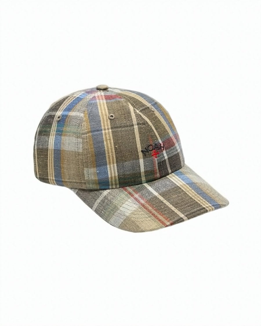 Noah Multi-Colored Plaid Cap With Curved Brim And Embroidered Logo