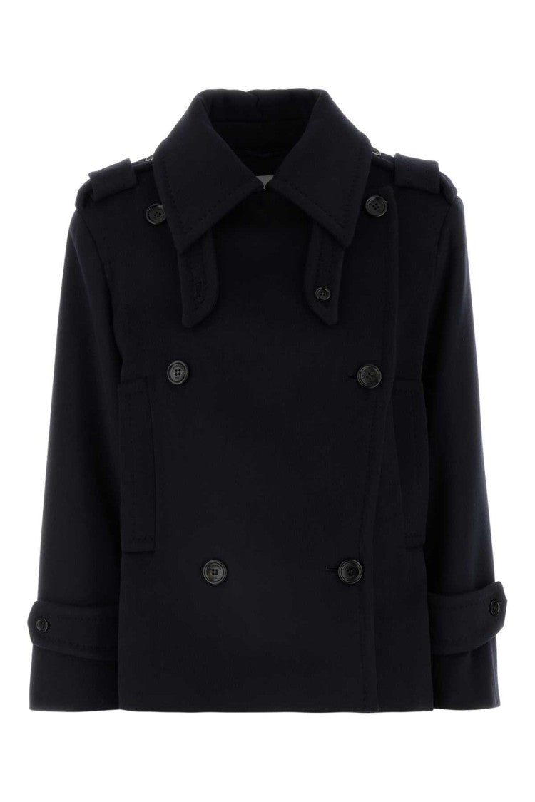 Max Mara Dark Blue Wool Blend Laveno Coat