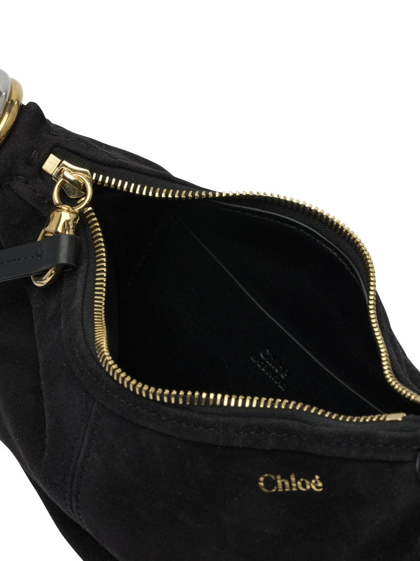 Chloé Crescent-Shaped Leather Bracelet Bag With Gold-Tone Accents