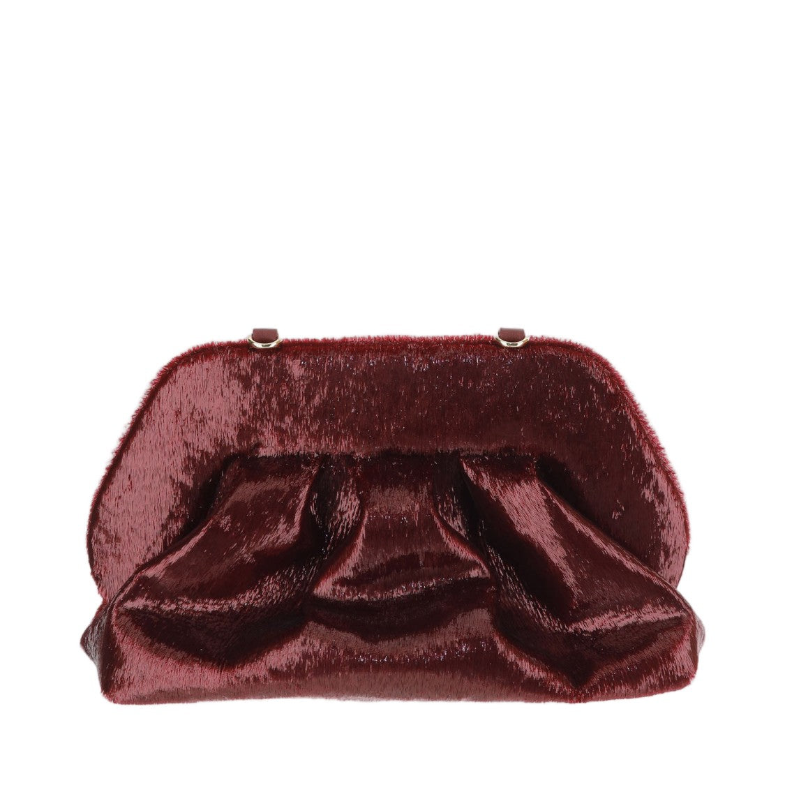 Themoirè Burgundy Ruched Detachable Strap Shoulder Bag