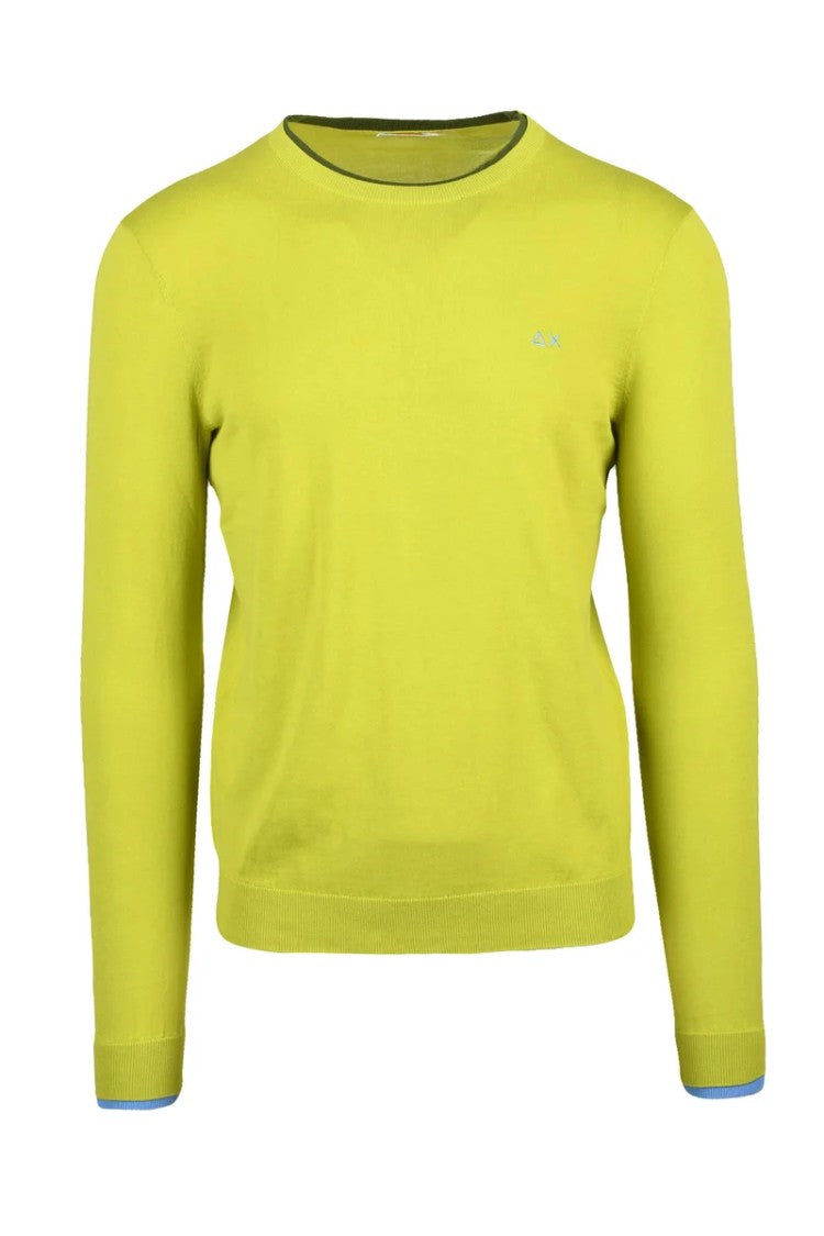 Sun68 Olive Green Crew Neck Cotton Sweater