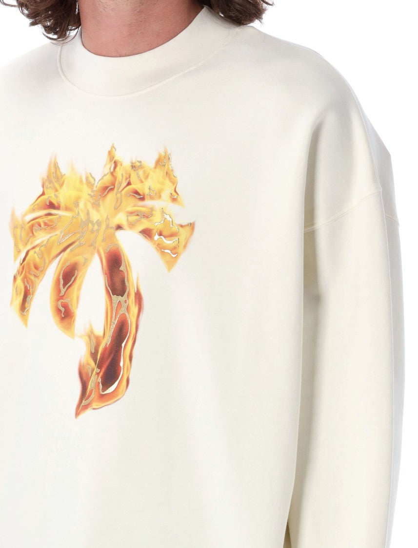 Palm Angels Crew Neck Burning Palm T-Shirt