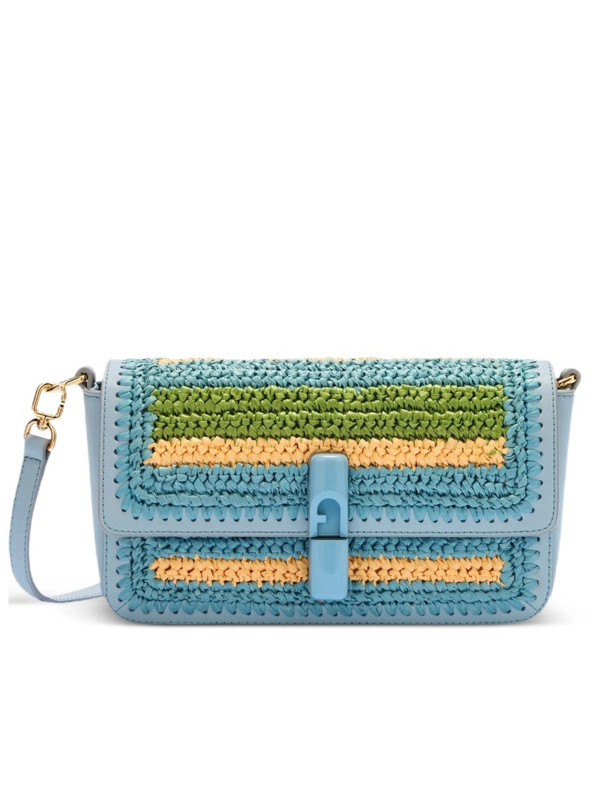Furla Iride S Woven Polypropylene Striped Shoulder Bag