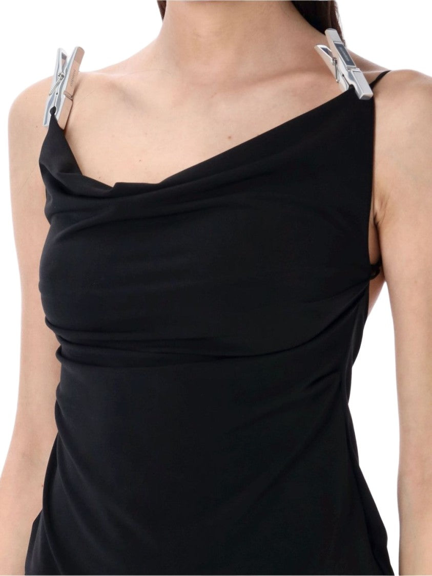Coperni Black Draped Bodice Open Back Dress