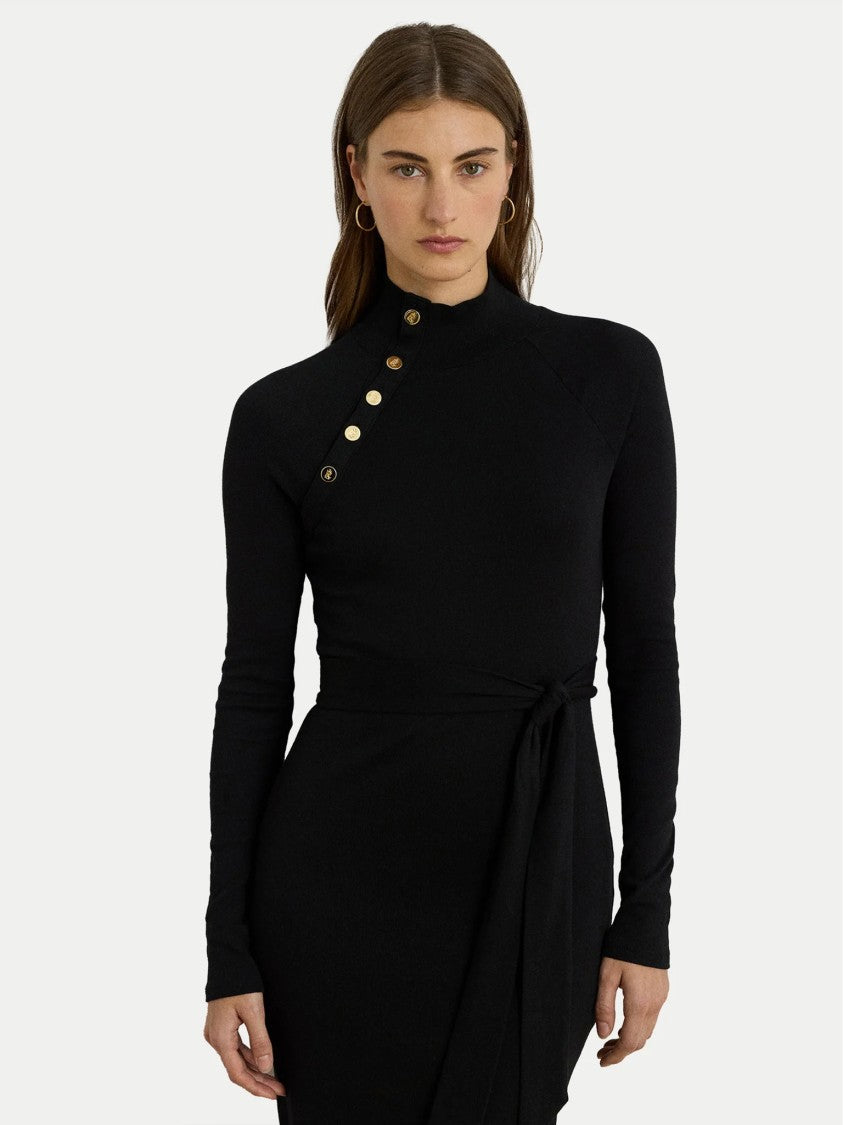 Lauren Ralph Lauren Fitted Black Long Sleeve Dress