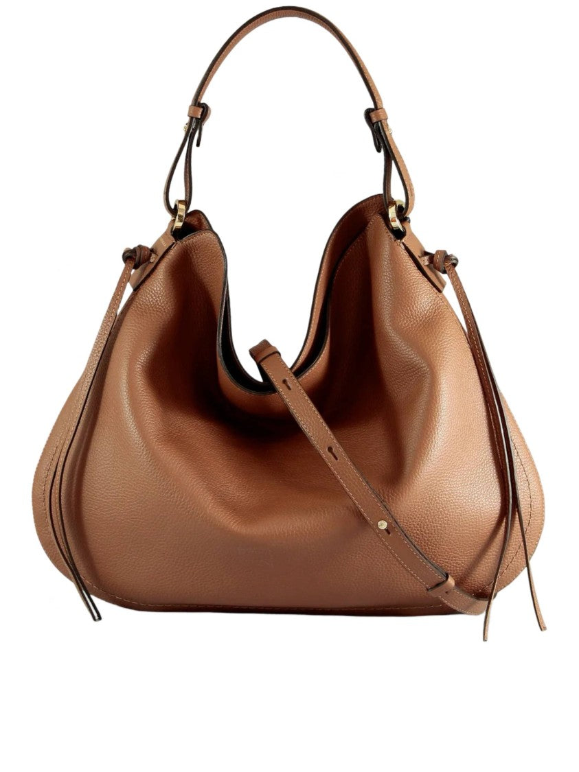 Loristella Warm Brown Carola Textured Leather Handbag