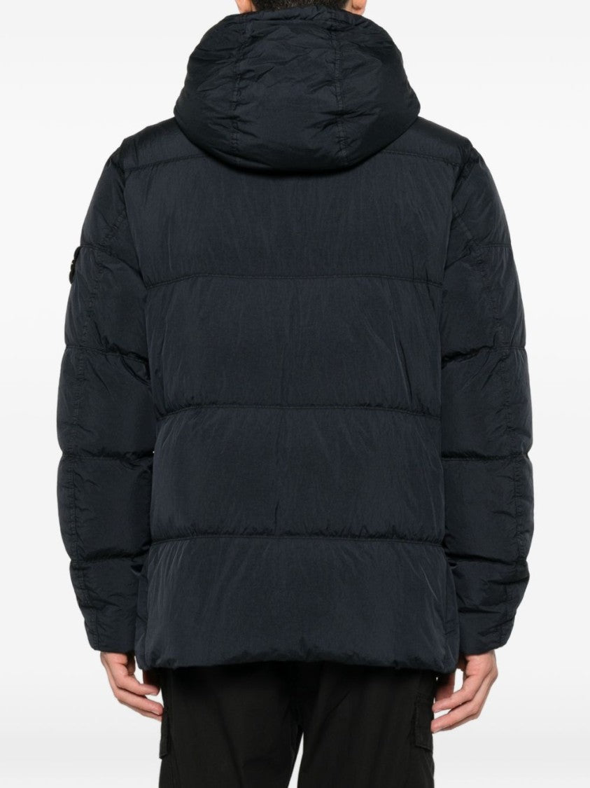 Stone Island Black Quilted Padded Hooded Patch Jacket