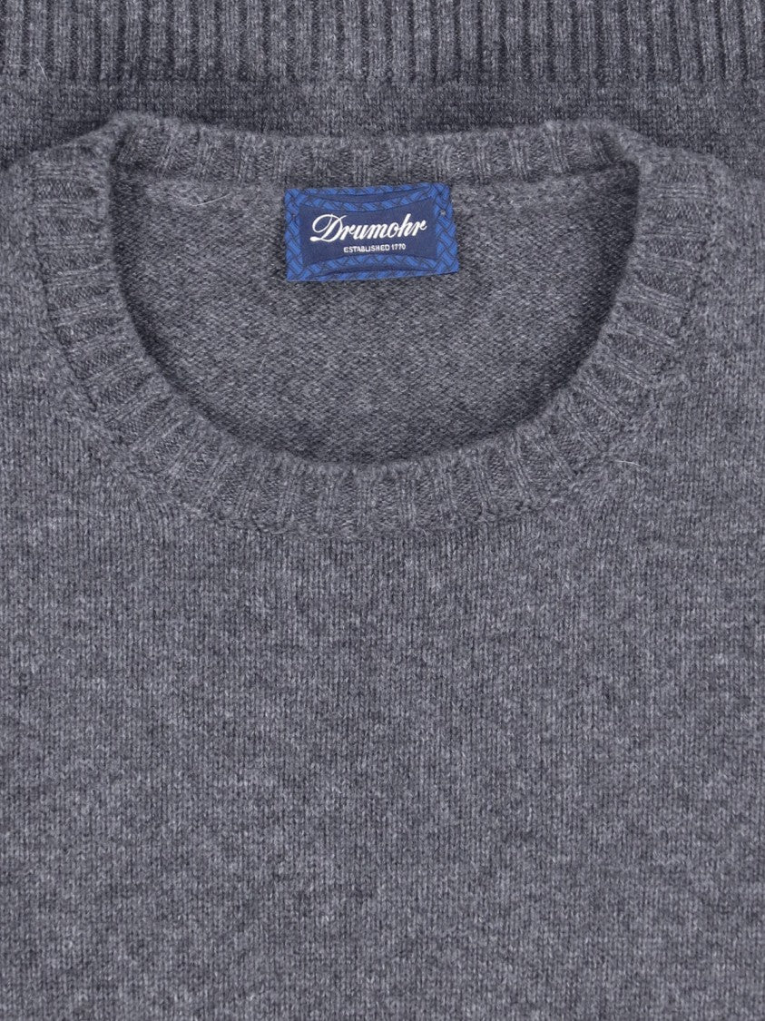 Drumohr Grey Cashmere Crewneck Sweater