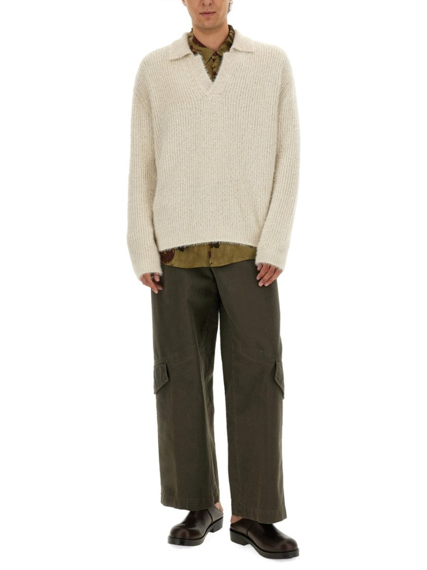 Uma Wang Ribbed Knit Sweater In Luxurious Wool Blend