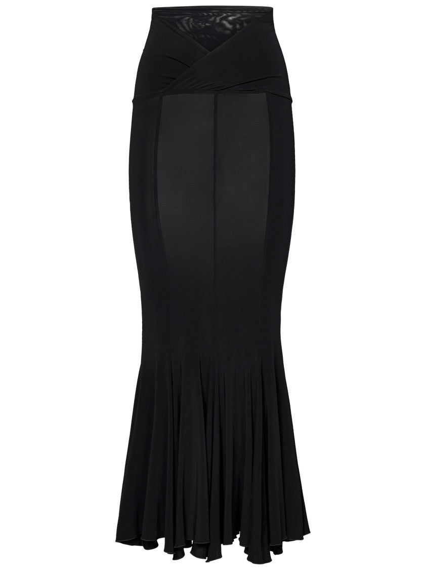 Nensi Dojaka Black Flared Hem Midi Skirt