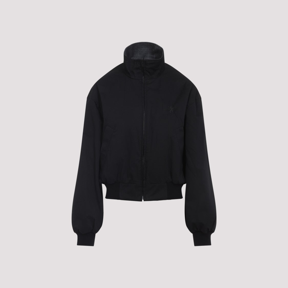 Balenciaga Cropped Plaid Jacket With High Collar