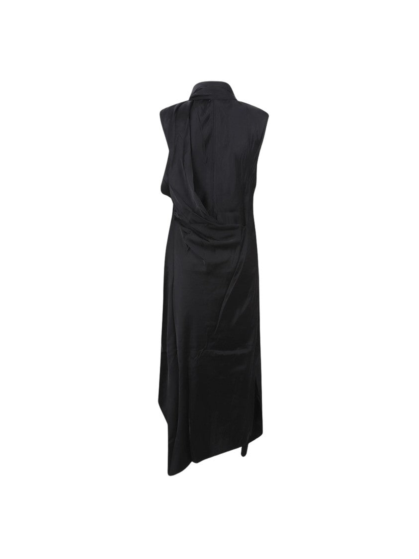 Acne Studios Asymmetrical Midi Dress With Draped Necktie