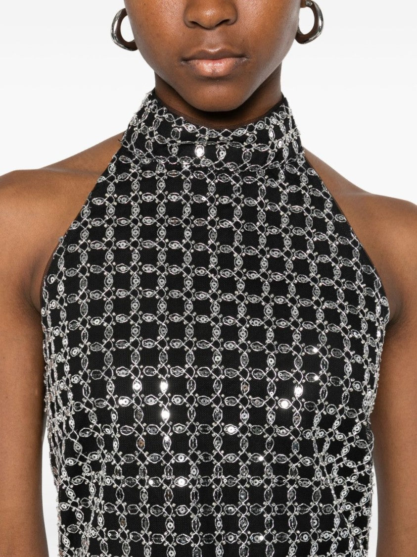 Rotate Sleeveless Mini Dress With Geometric Metallic Accents