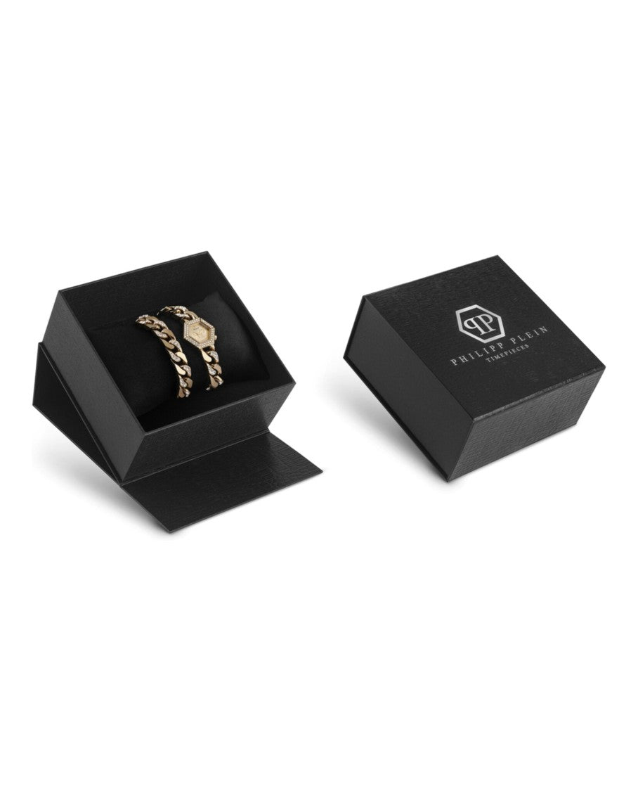 Philipp Plein Hexagonal Crystal-Accent Timepiece With Ip Yellow Gold Finish