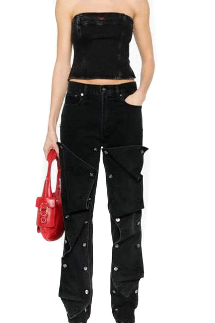 Diesel Fitted Strapless Denim Top With Corset