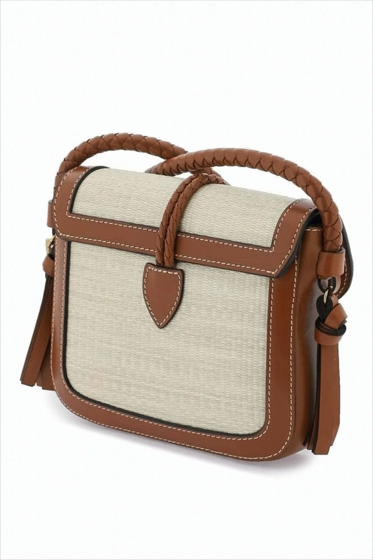 Isabel Marant Woven Beige Fabric And Leather Crossbody Bag