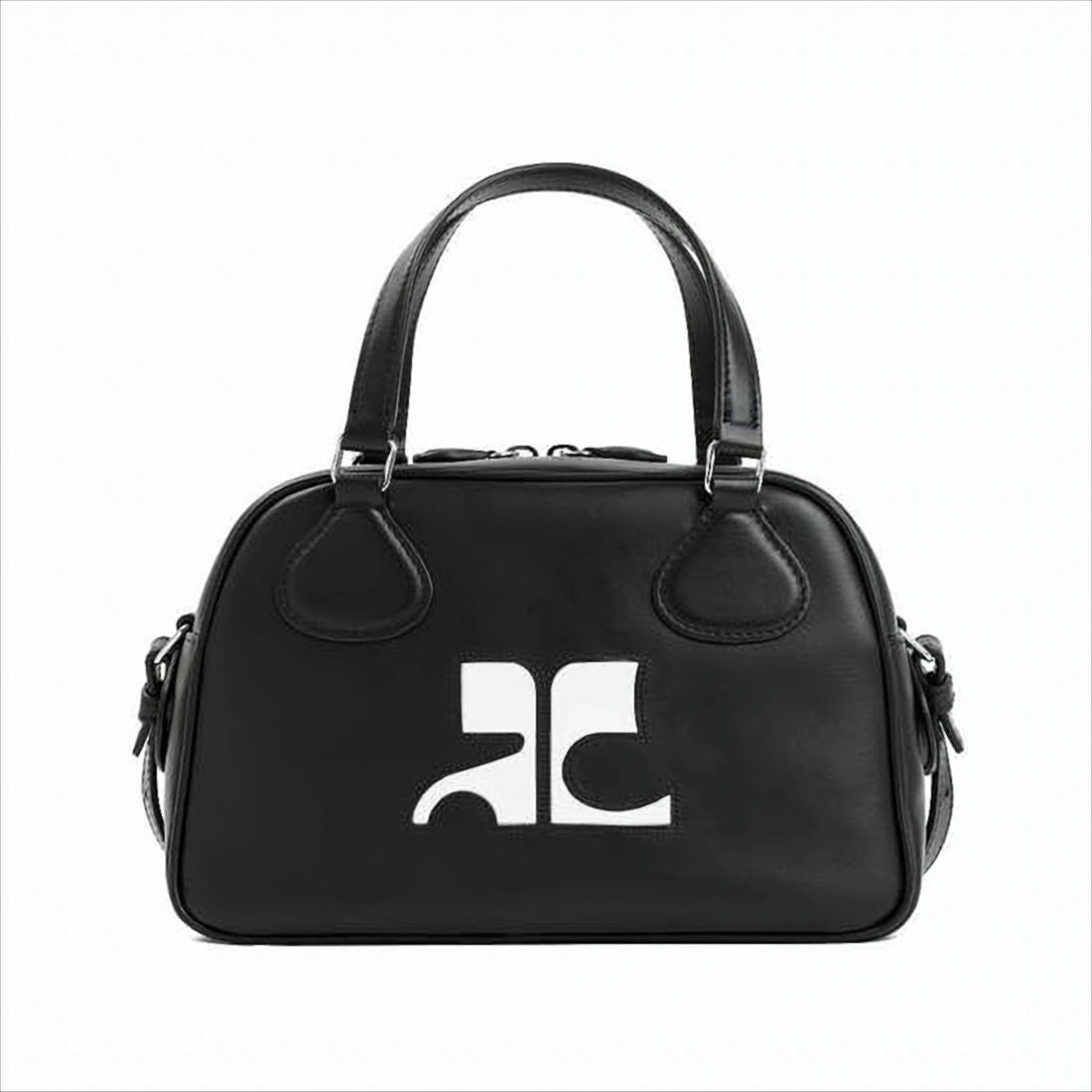 Courrèges Structured Calf Leather Shoulder Bag With Logo Detail
