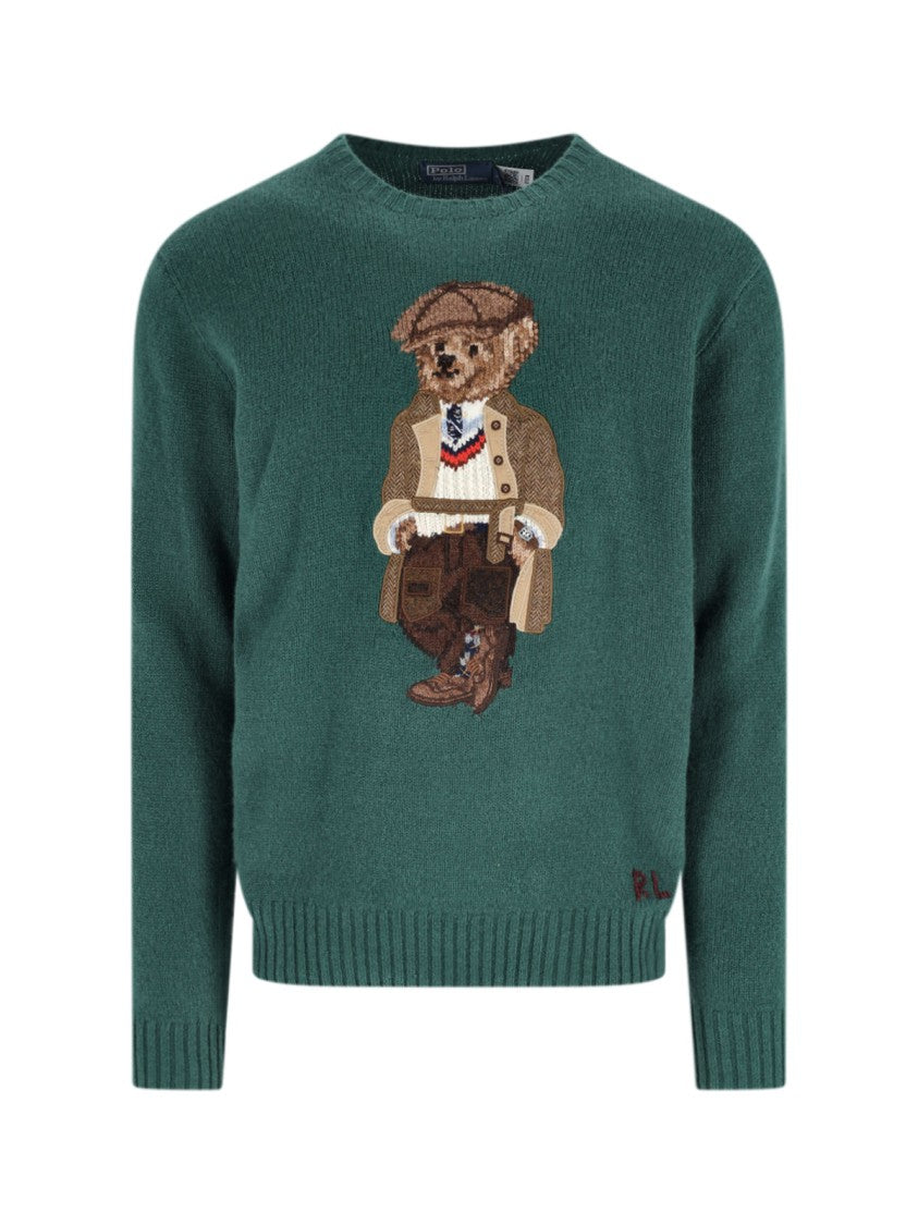 Polo Ralph Lauren Green Knit Sweater With Ribbed Details