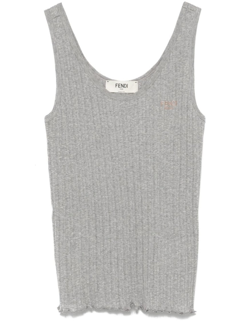 Fendi Light Grey Sleeveless Fendi Roma Tank Top