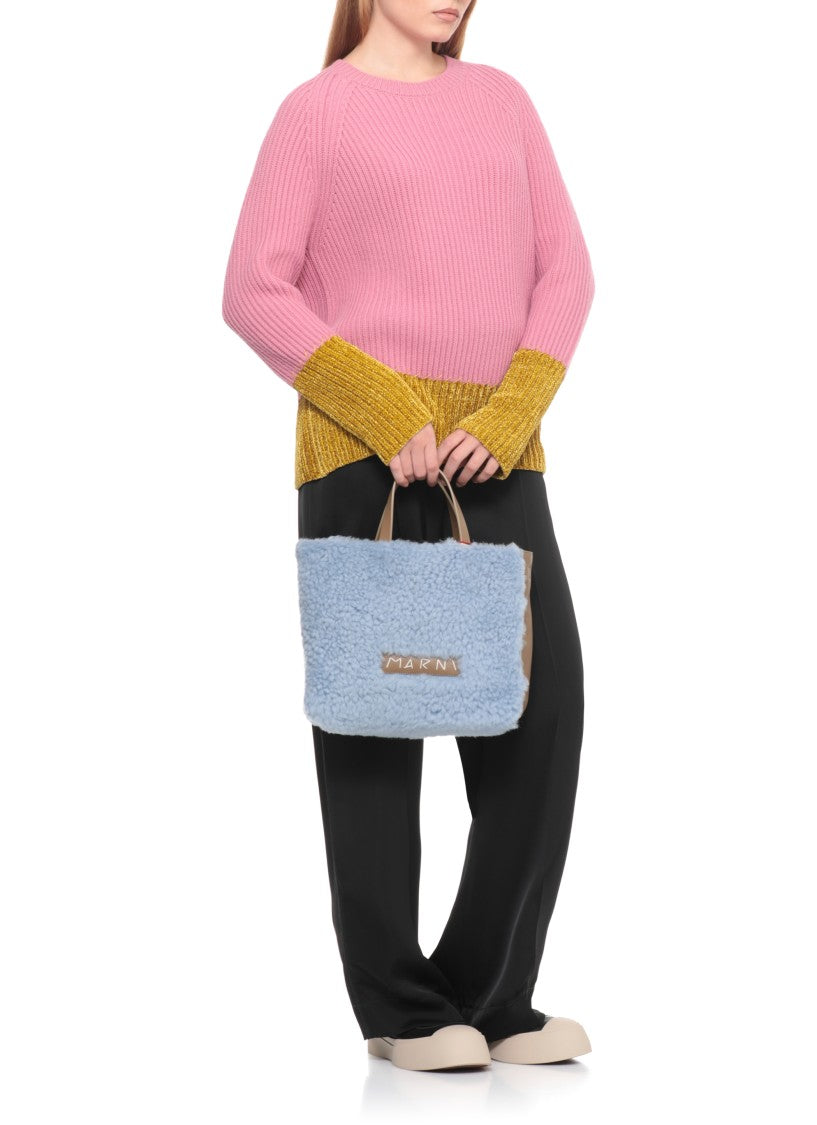 Marni Ribbed Knit Virgin Wool Sweater With Contrasting Trims