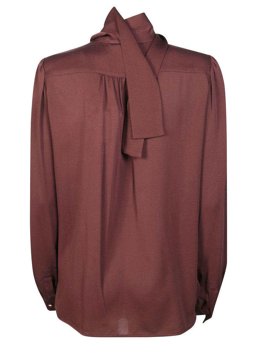 Max Mara High Neck Tie Detail Blouse With Buttoned Cuffs