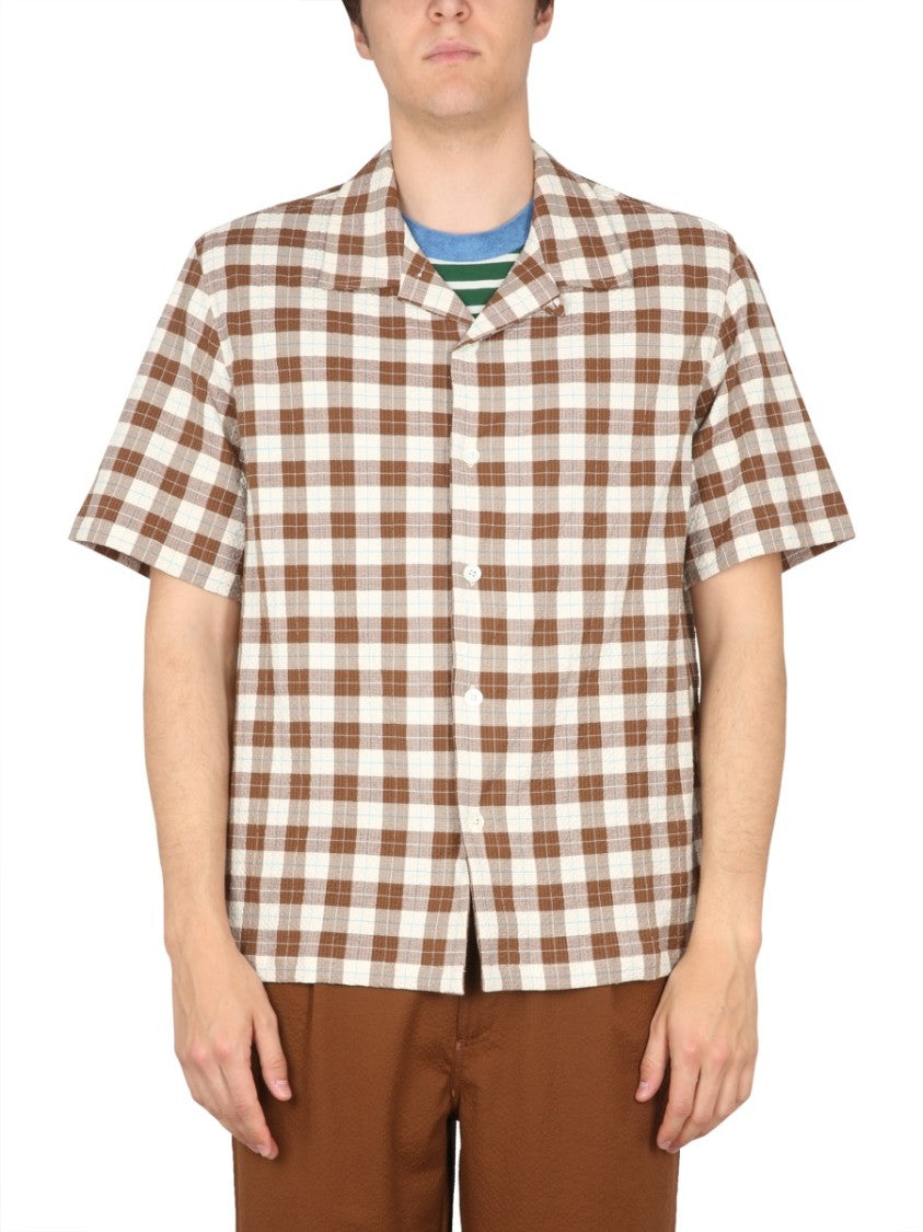Howlin Short-Sleeved Checkered Bowling Neck Shirt