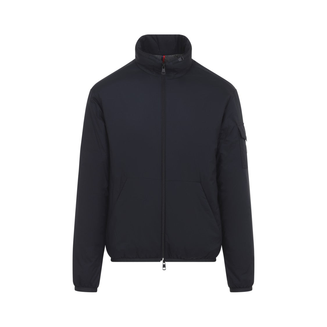 Moncler Down-Filled Blue Polyamide Jacket With Concealed Hood