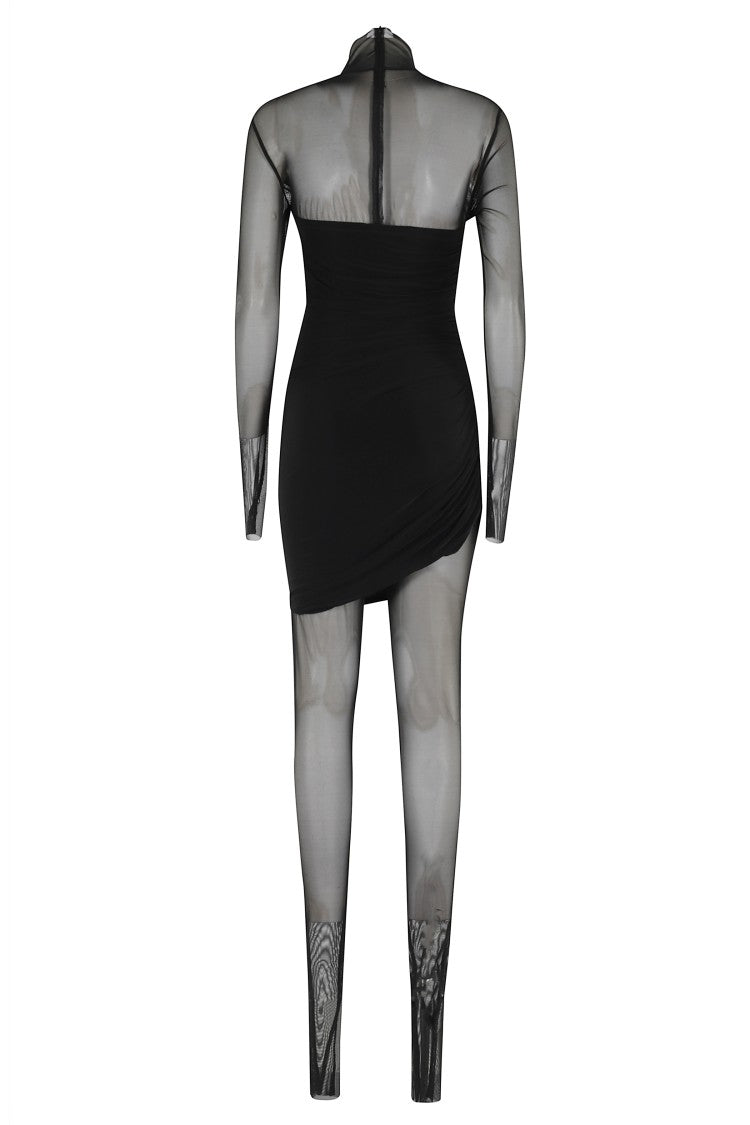 Norma Kamali Mesh Overlay Strapless Jumpsuit