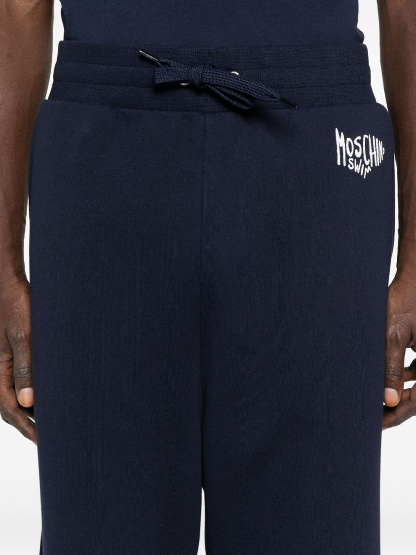Moschino Deep Blue Drawstring Pants With Ribbed Cuffs