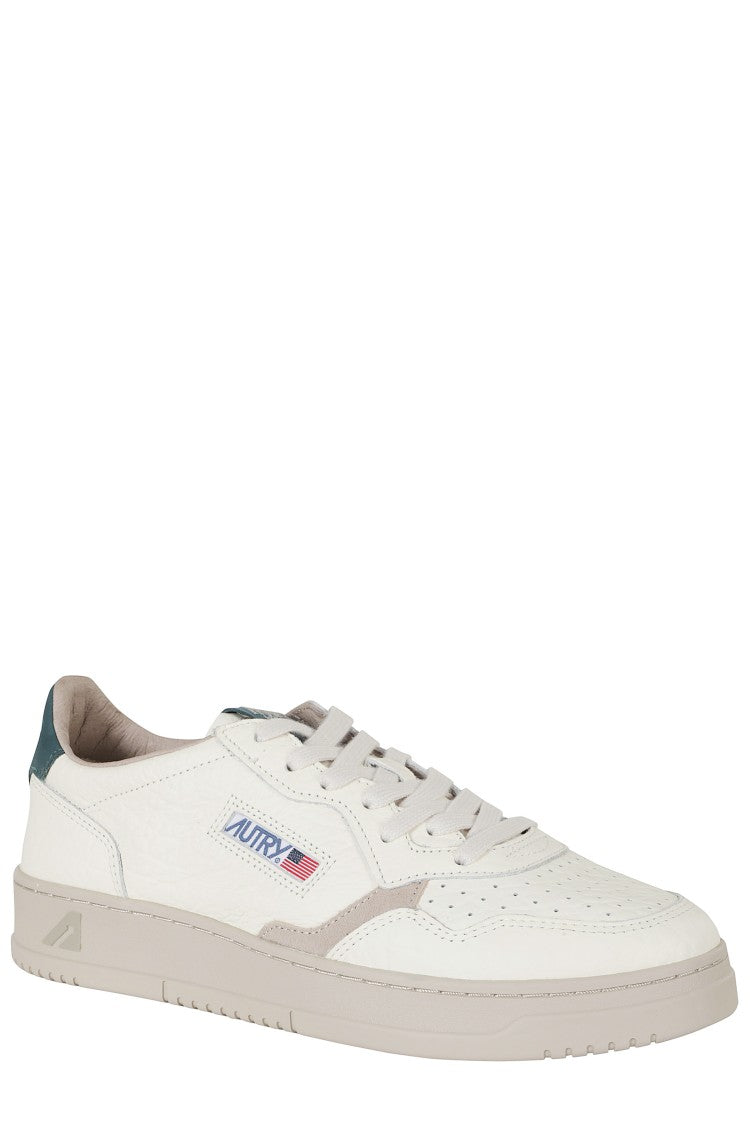Autry Cream Green Medalist Low Leather Sneakers