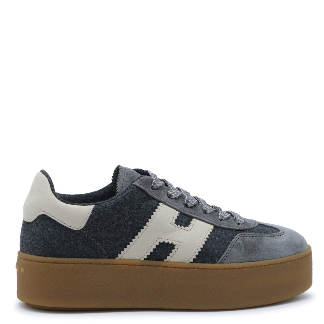 Hogan Round Toe Platform Sneakers With Prominent H Logo