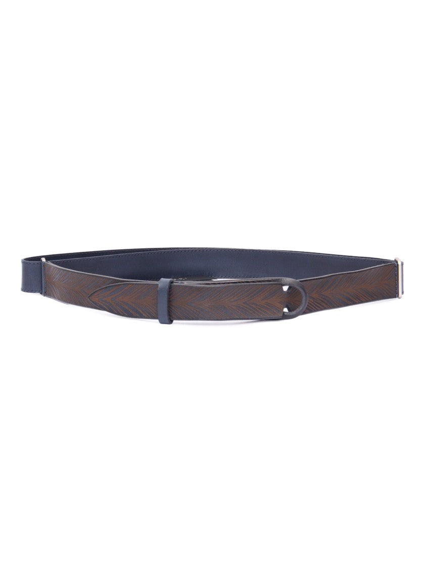 Claudio Orciani Brown Calf Leather Belt With Polished Finish